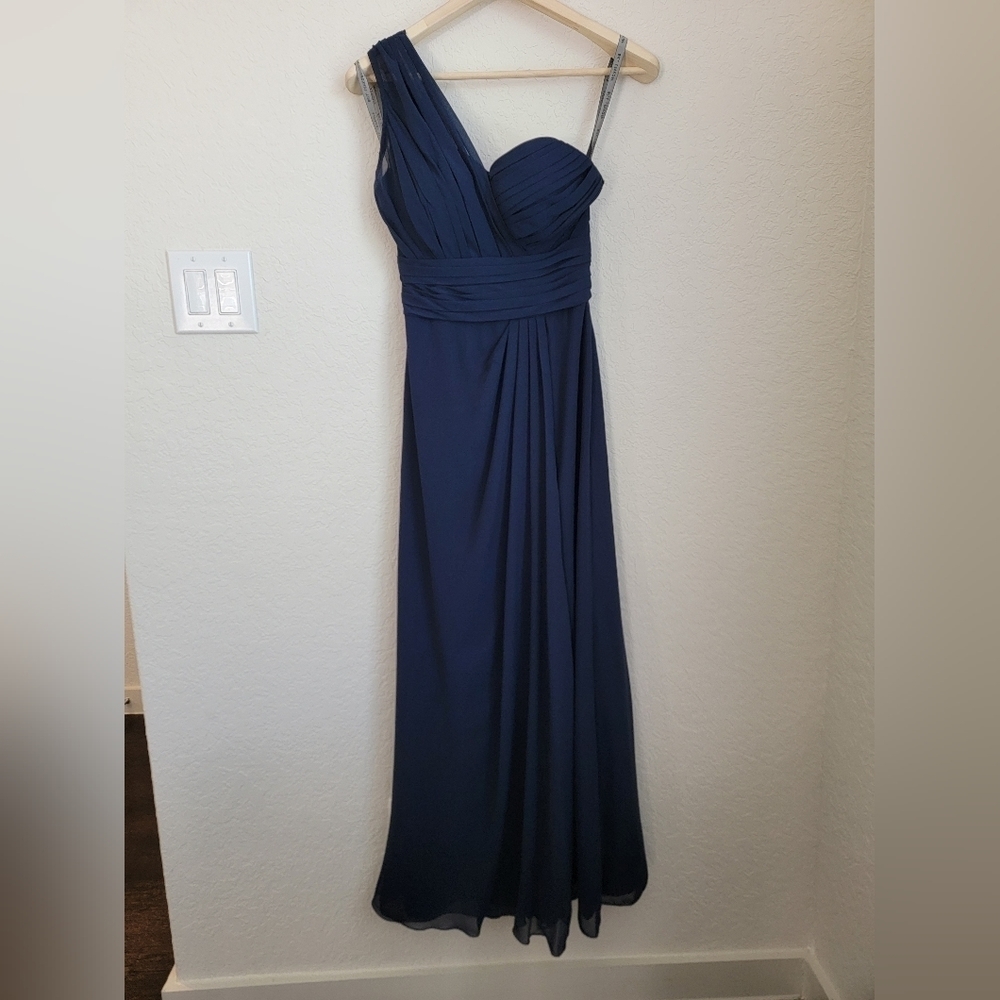 Bill Levkoff Blue One Shoulder Dress Size 6